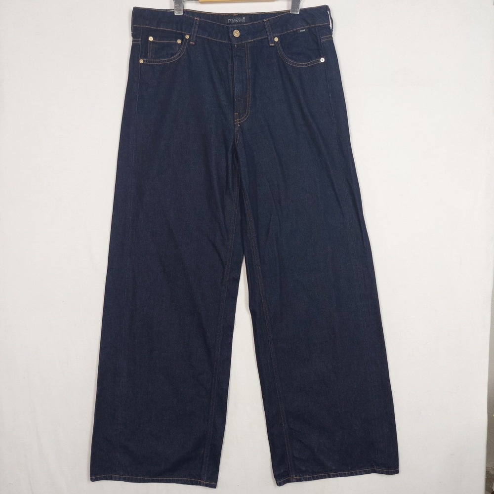 Mavi Siena High Rise Wide Leg Jeans Dark Indigo Cotton Denim 32x32